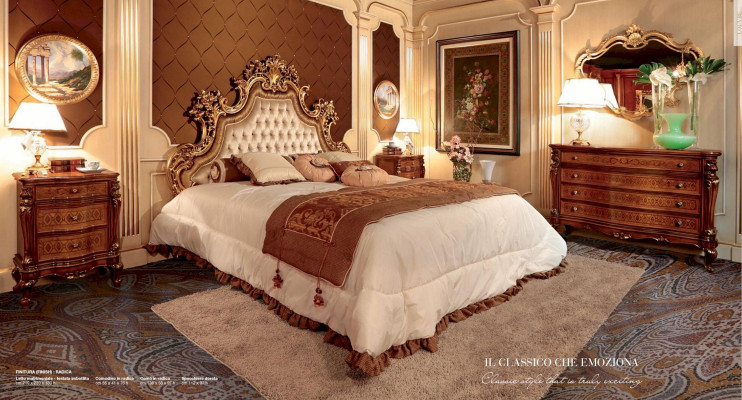 Chesterfield Duebelbett Stoffbett Bettkader Holz Barockstil