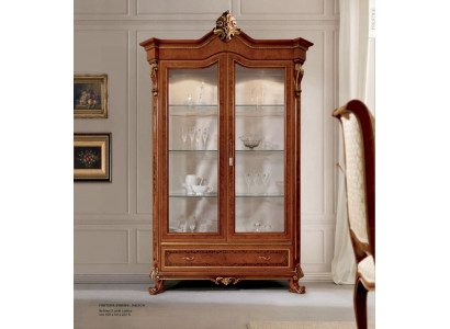 Vitrine Luxus Schiefen Vitrinen Holz Wunnzëmmer Miwwelen Gold Barock.