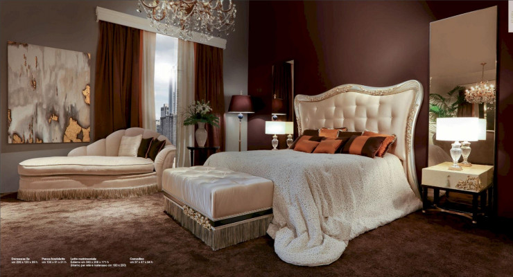 Bett Duebelbett Chesterfield Stoff Luxusbette Holz Schlofzëmmer