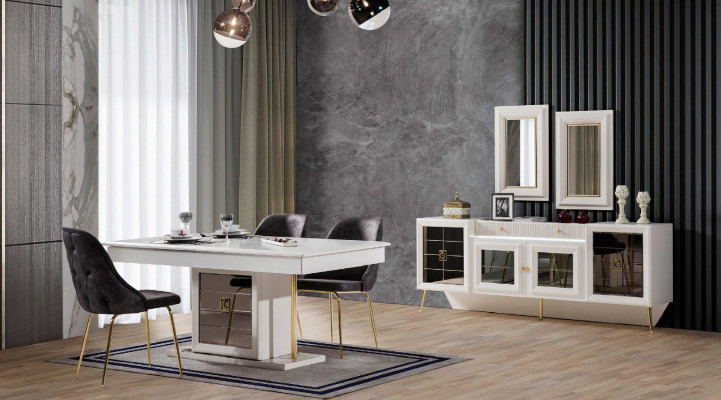 Dësch Iesszëmmerdësch Iessdësch Iesszëmmer Holz Dëscher Iess Luxus Miwwelen Neit