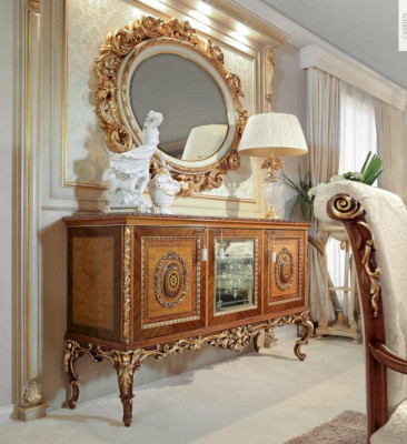 Wandspigel Spigel Gold Oval Barock Wunnzëmmer Design