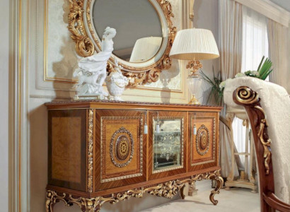 Wandspigel Spigel Gold Oval Barock Wunnzëmmer Design