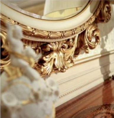 Wandspigel Spigel Gold Oval Barock Wunnzëmmer Design