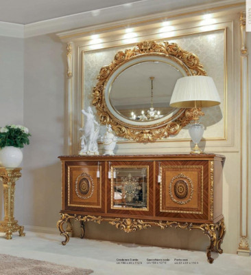 Wandspigel Spigel Gold Oval Barock Wunnzëmmer Design