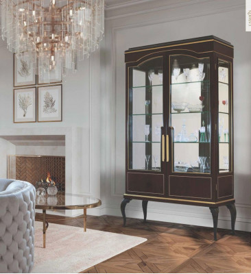 Luxus Vitrinenschaf Braun Vitrinenschaf Wunnzëmmer Holz Glas