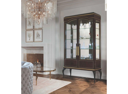 Luxus Vitrinenschaf Braun Vitrinenschaf Wunnzëmmer Holz Glas