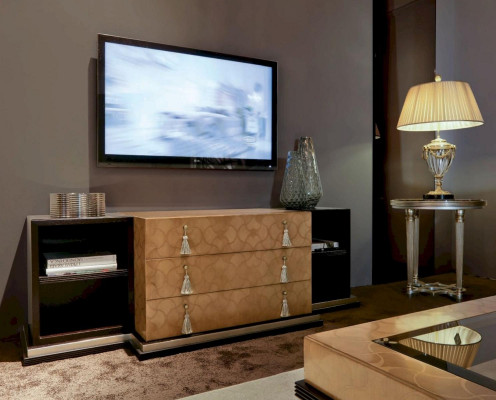 RTV Kommod TV-Stännersäitestull Lowboard Modern Braun Wunnzëmmer