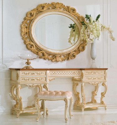 Wandspigel Spigel Luxus Holz Gold Barock Schlofkummer Oval 154x127
