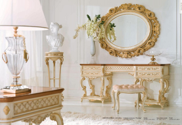 Wandspigel Spigel Luxus Holz Gold Barock Schlofkummer Oval 154x127