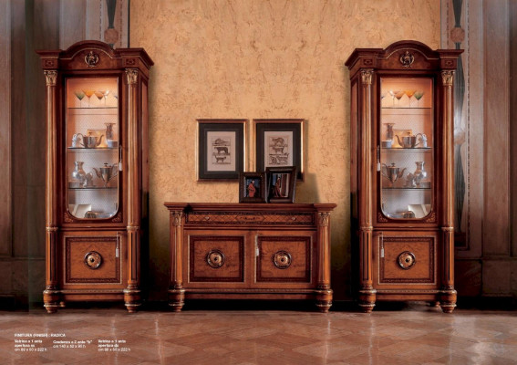 Vitrine Luxus Schiefcher Vitrinen Holz Wunnzëmmer Miwwelen Glas Brong
