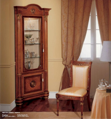 Vitrine Eck Schief Eckvitrine Holz Wunnzëmmer Miwwelen Brong Barock