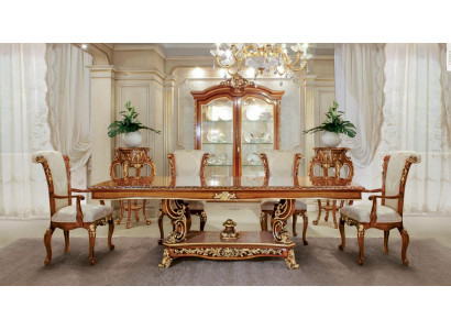 Iessgrupp Iesseck Iesssall Iessdësch Stull Garnitur Brong Barock Gold Set 5 Deeler