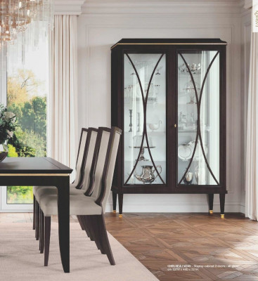 Vitrinneschief Vitrinnen Braun Schief Luxus Wunnzëmmer Holz Glas