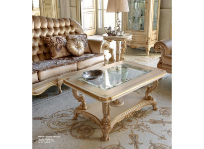 Couchtisch Bäistelltisch Dësch Wunnzëmmer Miwwelen Beige Holz Dëscher Design Luxus