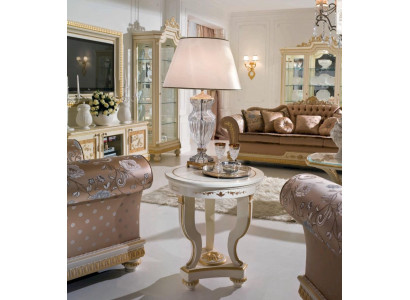 Niewentdësch Couchtisch Dësch Wunnzëmmer Miwwelen Ronn Beige Holz