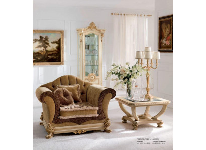 Fauteuil de Luxe Fautëuil à Oreilles Stoff Braun Wunnzëmmer Miwwelen Barock