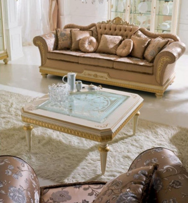 Couchtisch Bäizelltisch Dësch Wunnzëmmer Miwwelen Beige Holz Dëscher Design Luxus