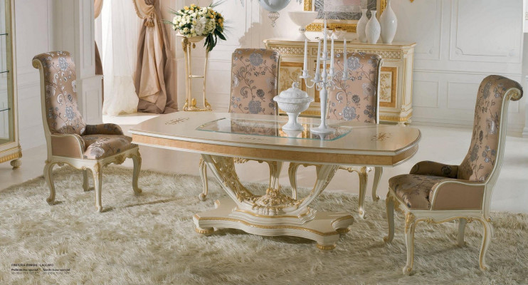 Luxus Iesszëmmer Stull Stull Iesszëmmer Fauteuil Sëtz Still Holz Stoff Beige Sëtz