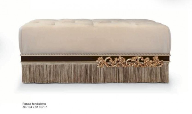 Chesterfield Hocker Ottomane Miwwelhocker Polster Stoff Béis Luxe