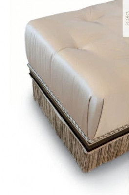 Chesterfield Hocker Ottomane Miwwelhocker Polster Stoff Béis Luxe