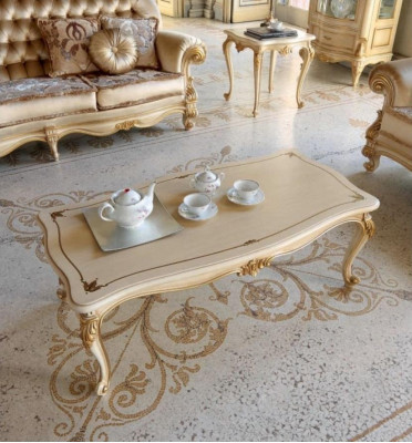 Couchtisch Bäistelltisch Dësch Wunnzëmmer Miwwel Beige Holz Dëscher Design Luxus