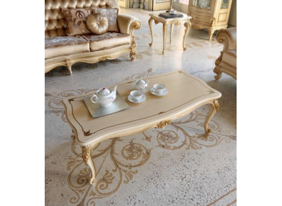 Couchtisch Bäistelltisch Dësch Wunnzëmmer Miwwel Beige Holz Dëscher Design Luxus