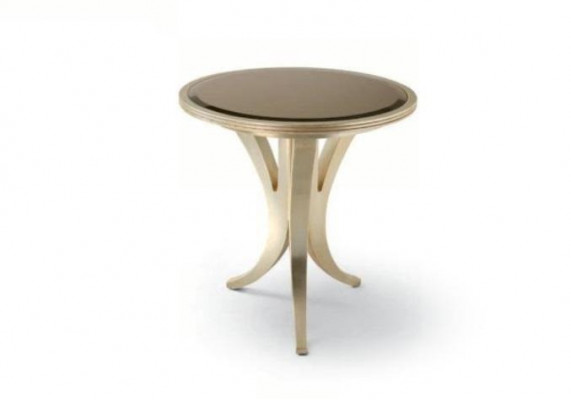 Bäizantisch Salontësch Ronn Holz Dësch Wunnzëmmer Miwwelen Beige
