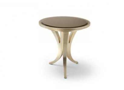 Bäizantisch Salontësch Ronn Holz Dësch Wunnzëmmer Miwwelen Beige