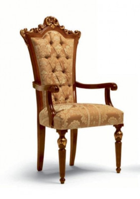 Luxus Iesszëmmerstull Stull Iesszëmmer Fauteuil Sëtz Holz Brong