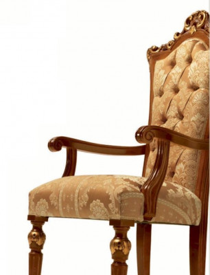 Luxus Iesszëmmerstull Stull Iesszëmmer Fauteuil Sëtz Holz Brong