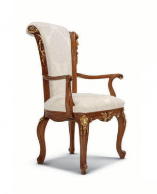 Luxus Iesszëmmerstull Stull Iesszëmmer Fauteuil Sëtz Still Holz Brong Barock Gold