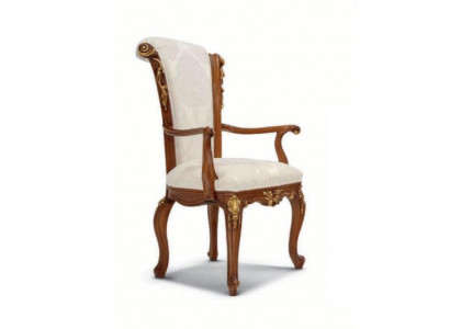 Luxus Iesszëmmerstull Stull Iesszëmmer Fauteuil Sëtz Still Holz Brong Barock Gold