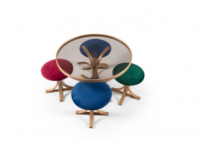 Komplett Couchtisch 4x Hocker Luxus Miwwelen Designer Ariichtung Kaffisdësch