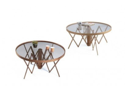 Designer Wunnzëmmer Set 2x Dëschlën Coop Dësch Ronn Kaffisdësch Luxus Miwwelen