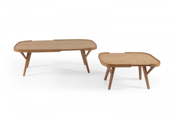Wunnzëmmer Set 2 Deeler 2x Kaffisdëscher Designer Miwwelen Modern Komplett Holz