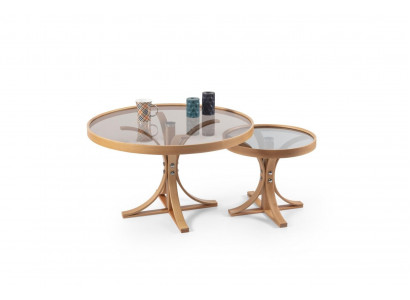 Designer 2x Salonsdëscher Wunnzëmmer Luxus Glas Komplett Modern Ariichtung