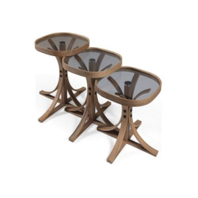 Wunnzëmmer Set 3 Deeler Komplett 3x Couchtischen Luxus Kaffisdësch Ariichtung