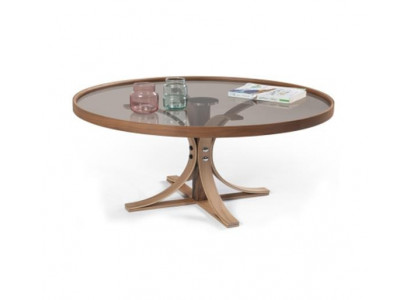Couchtisch Braun Holz Designer Kaffisdësch Wunnzëmmer Glastësch Miwwelen