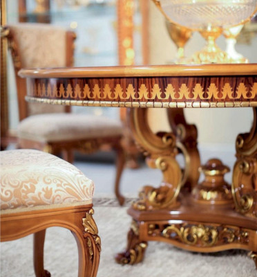 Luxus Iesszëmmerstull Stull Iesszëmmer Fotell Sëtz Gold Still Barock