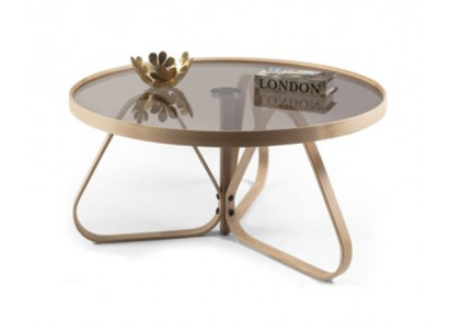 Design Couchtisch Luxus Glastisch Kaffisdësch Ronn Wunnzëmmer Holz Dësch