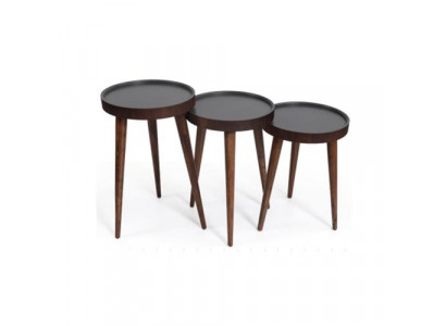 Braun Holz 3x Still Tëscher Wunnzëmmer Komplett Säitentësch Luxus Dëscher