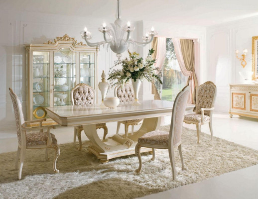 Luxus Iesszëmmerstull Stull Iesszëmmer Fauteuil Sëtz Beige Still Holz