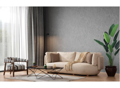 Stilvolle Wunnzëmmer Sofa Garnitur Modern Beige Dräisëtzer Fotell 2 Stécker