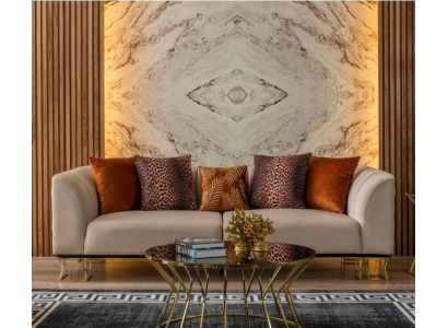 Canapé 3-Sëtzer Exklusiver Béige Living Zëmmer Dräisëtzer Luxus Sofaen