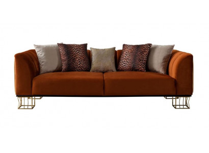 Wunnzëmmer Sitzmöbel Orange 3-Sëtzer Luxuriéis Sofa Metallféiss