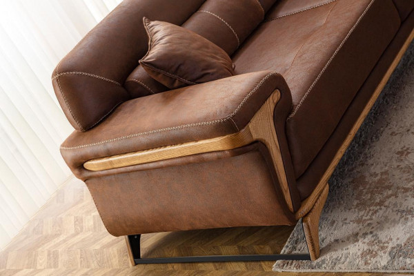 Stilvoll 3-Sëtzer Sofa Exklusive Braun Faarf Luxus Miwwelen am Wunnzëmmer