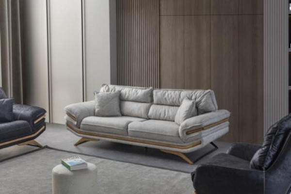 Stilvoll Wunnzëmmer Miwweldesign 3-Sëtz Sofa Wäiss Faarf Exklusiv