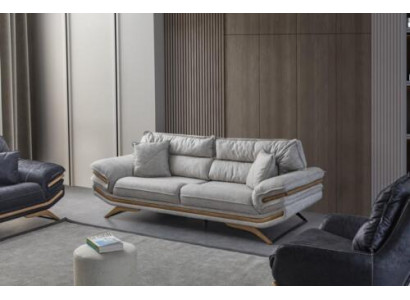 Stilvoll Wunnzëmmer Miwweldesign 3-Sëtz Sofa Wäiss Faarf Exklusiv