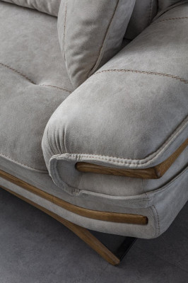 Stilvoll Wunnzëmmer Miwweldesign 3-Sëtz Sofa Wäiss Faarf Exklusiv