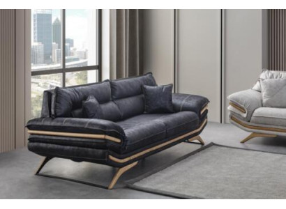 Stilvoll 3-Sëtz Sofa Exklusiv Schwaarz Faarf Luxus Miwwelen am Wunnzëmmer